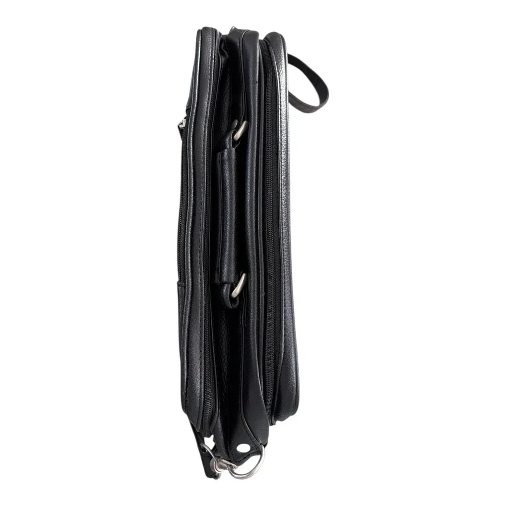 Jack & Chris Bag Messenger Black Faux Leather Travel Carry‎ On Shoulder Office